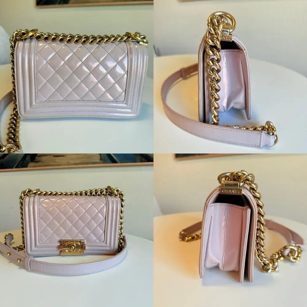 💎✨RARE✨💎 Authentic Chanel Small Boy Patent Quilted Pattern Bag - Picture 6 of 9